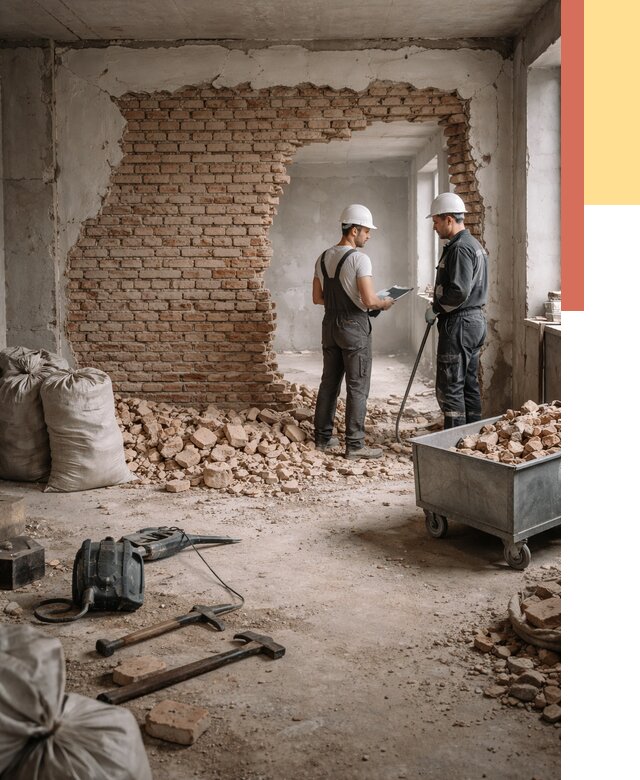 Демонтаж кирпичных стен в Балахне от 4388 руб. — быстро, недорого, под ключ | ОТДЕЛОЧНИК-Блх