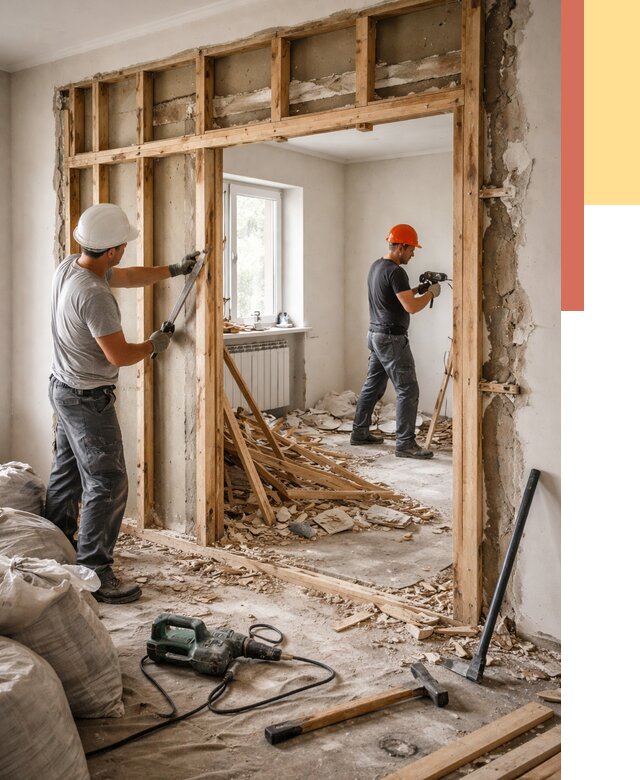 Демонтаж деревянных перегородок в Балахне от 3343 руб. — быстро и недорого | ОТДЕЛОЧНИК-Блх