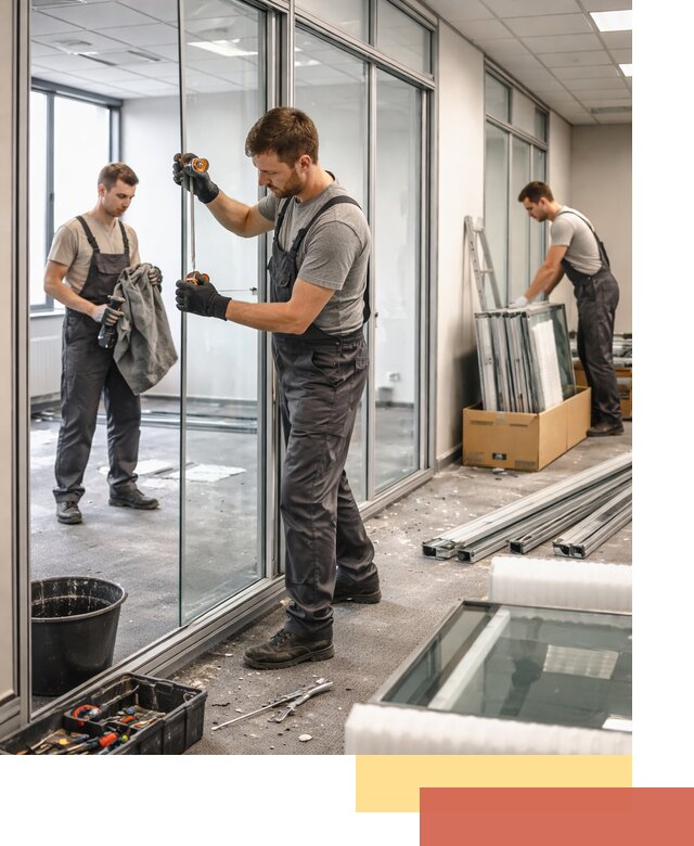 Демонтаж стеклянных перегородок в Балахне быстро и безопасно