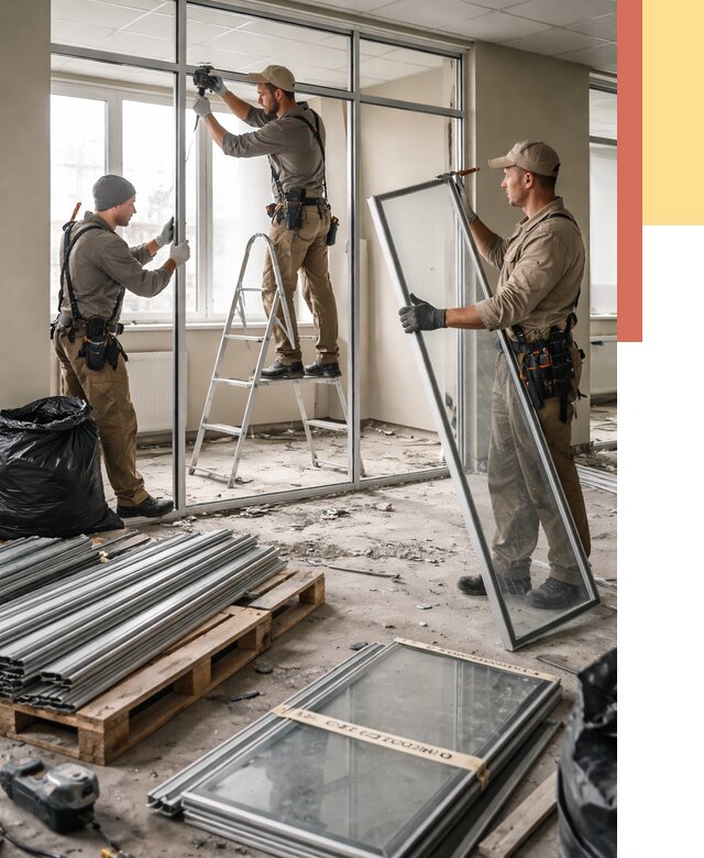 Демонтаж алюминиевых перегородок в Балахне от 4388 руб. — быстро и недорого | ОТДЕЛОЧНИК-Блх