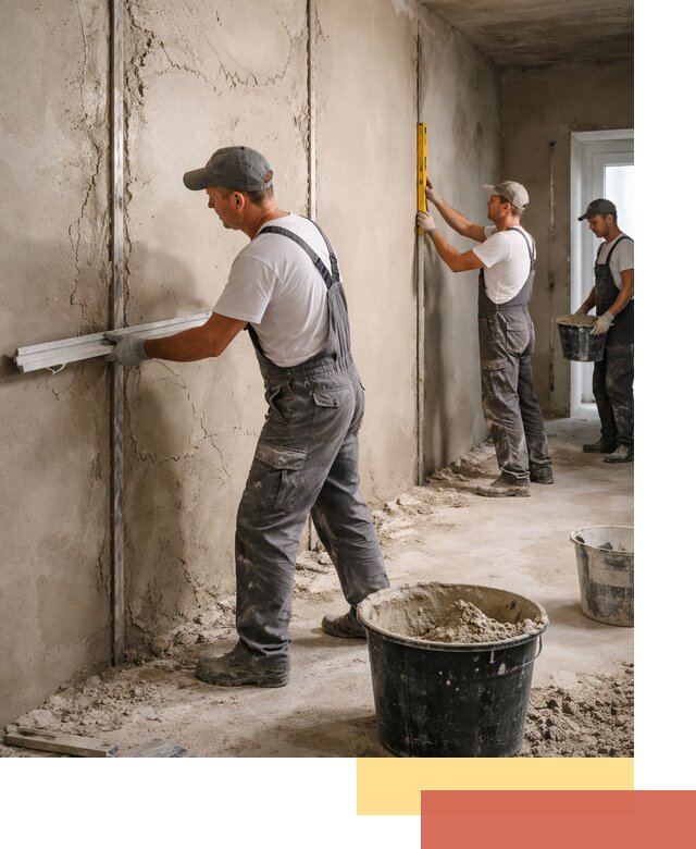 Штукатурка стен по маякам в Балахне — точная и ровная поверхность