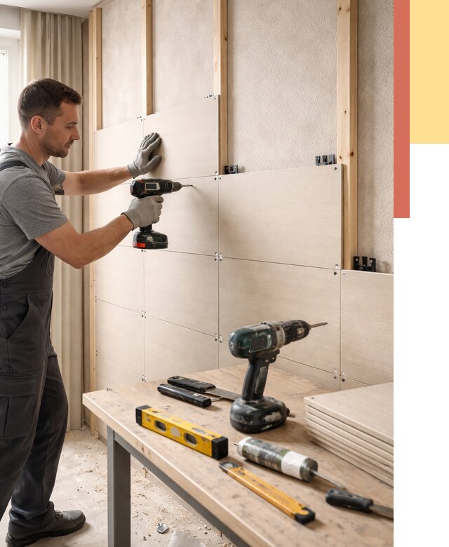 Монтаж МДФ панелей на стены в Балахне от 1306 руб. под ключ | ОТДЕЛОЧНИК-Блх