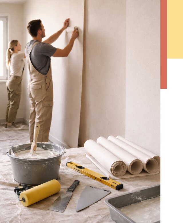 Поклейка бумажных обоев в Балахне от 5746 руб./м2 — быстро и недорого | ОТДЕЛОЧНИК-Блх