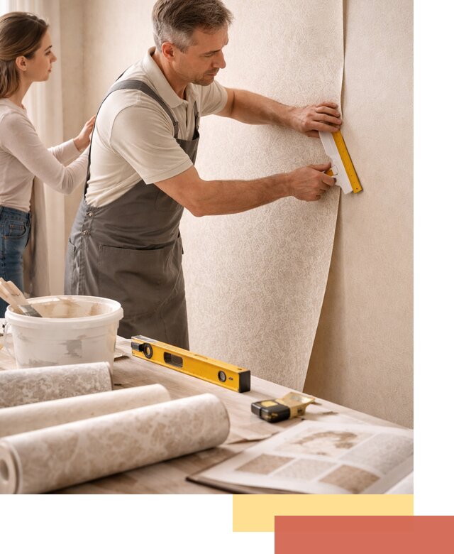 Поклейка обоев с подбором рисунка в Балахне