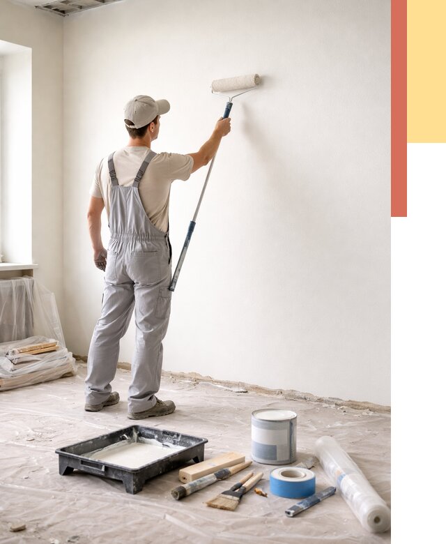 Покраска стен водоэмульсионной краской в Балахне от 470 руб. за м² | ОТДЕЛОЧНИК-Блх