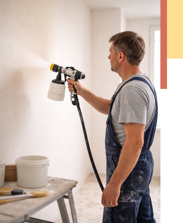 Покраска стен краскопультом в Балахне от 7836 руб. — механизированная покраска | ОТДЕЛОЧНИК-Блх