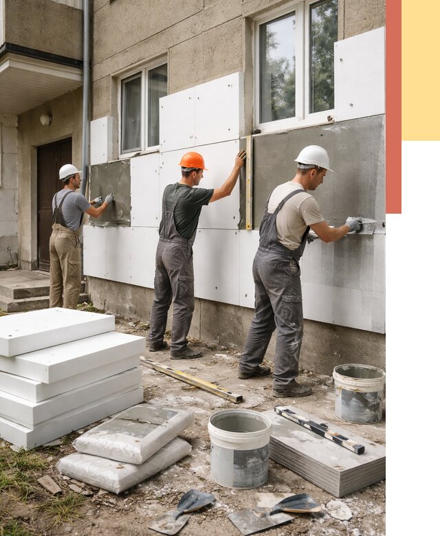 Утепление стен пенопластом в Балахне от 1828 руб. — недорого и под ключ | ОТДЕЛОЧНИК-Блх