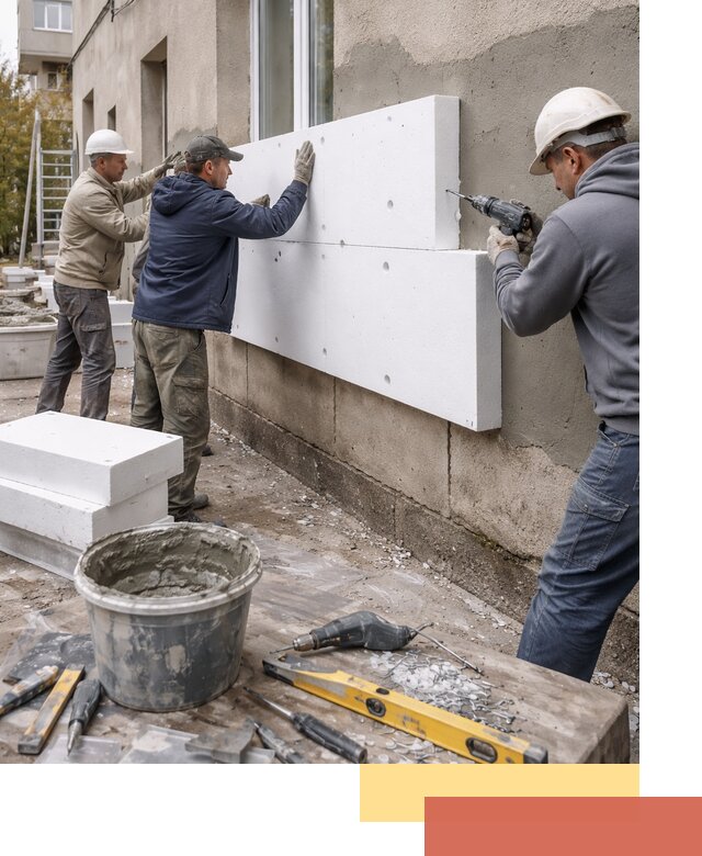 Утепление наружных стен пенопластом в Балахне