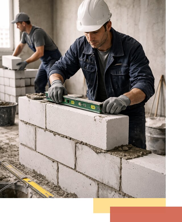 Кладка перегородок из пеноблока под ключ в Балахне