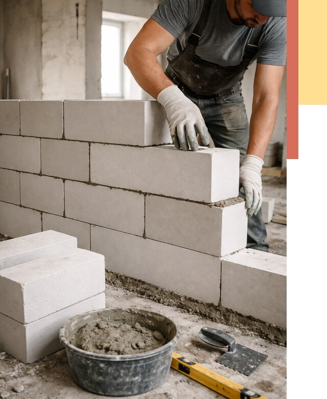 Кладка перегородок из силикатного блока в Балахне от 4179 руб. под ключ | ОТДЕЛОЧНИК-Блх