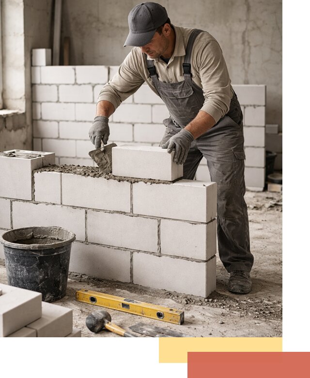 Кладка перегородок из силикатного блока в Балахне