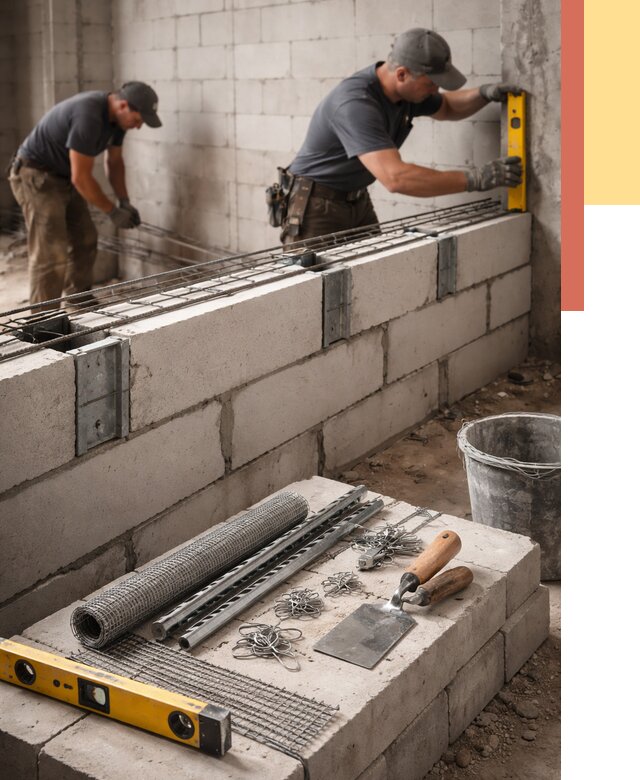 Армирование кладки перегородок в Балахне от 784 руб. под ключ | ОТДЕЛОЧНИК-Блх
