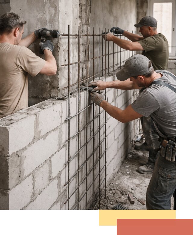 Армирование кладки перегородок в Балахне профессионально и надёжно