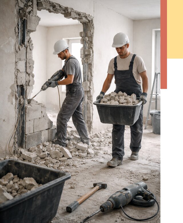 Демонтаж блоковых перегородок в Балахне от 3918 руб. — быстро и недорого | ОТДЕЛОЧНИК-Блх