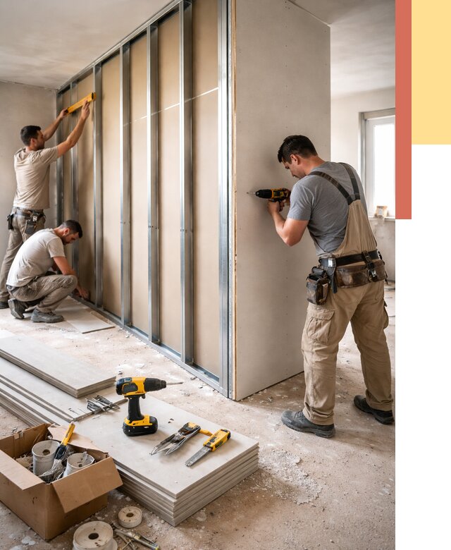 Монтаж однослойной перегородки из гипсокартона в Балахне от 679 руб. | ОТДЕЛОЧНИК-Блх