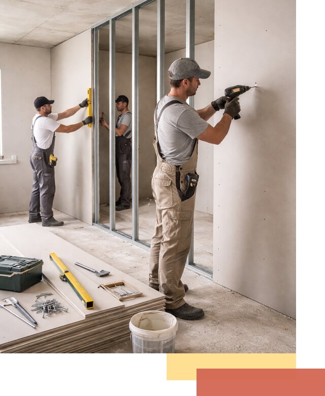 Однослойная перегородка из гипсокартона в Балахне под ключ, монтаж и отделка