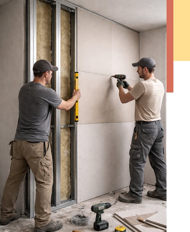 Монтаж двухслойной перегородки из гипсокартона в Балахне от 1515 руб. | ОТДЕЛОЧНИК-Блх