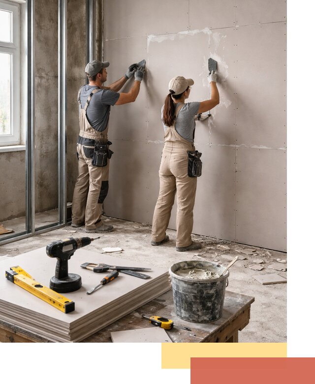 Монтаж двухслойной перегородки из гипсокартона в Балахне