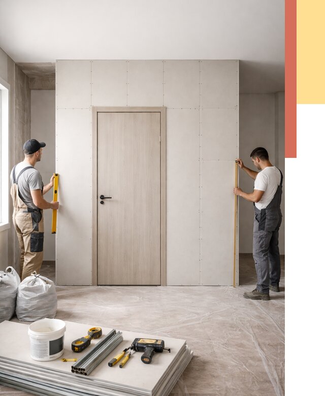 Перегородка из гипсокартона с дверью в Балахне от 4702 руб. под ключ | ОТДЕЛОЧНИК-Блх