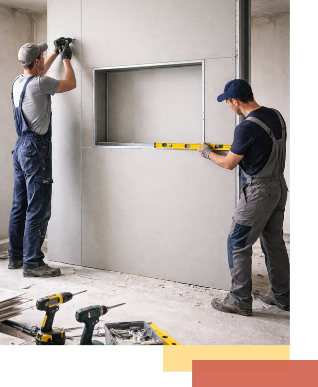 Перегородка из гипсокартона с нишей под декор в Балахне