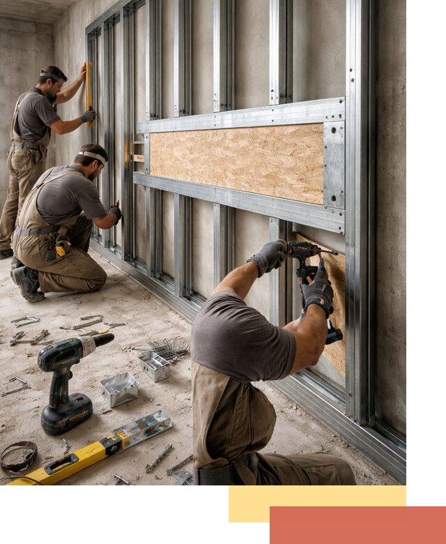 Усиленная перегородка для крепления тяжёлых конструкций в Балахне