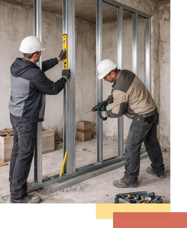 Монтаж каркаса перегородки из профиля в Балахне