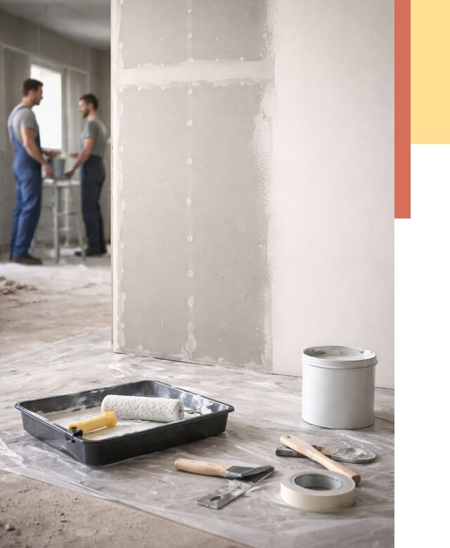 Покраска перегородок из гипсокартона в Балахне от 4702 руб. под ключ | ОТДЕЛОЧНИК-Блх