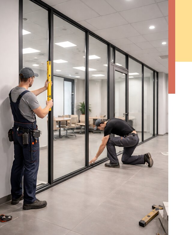 Каркасные стеклянные перегородки в Балахне под ключ от 9612 руб. | ОТДЕЛОЧНИК-Блх