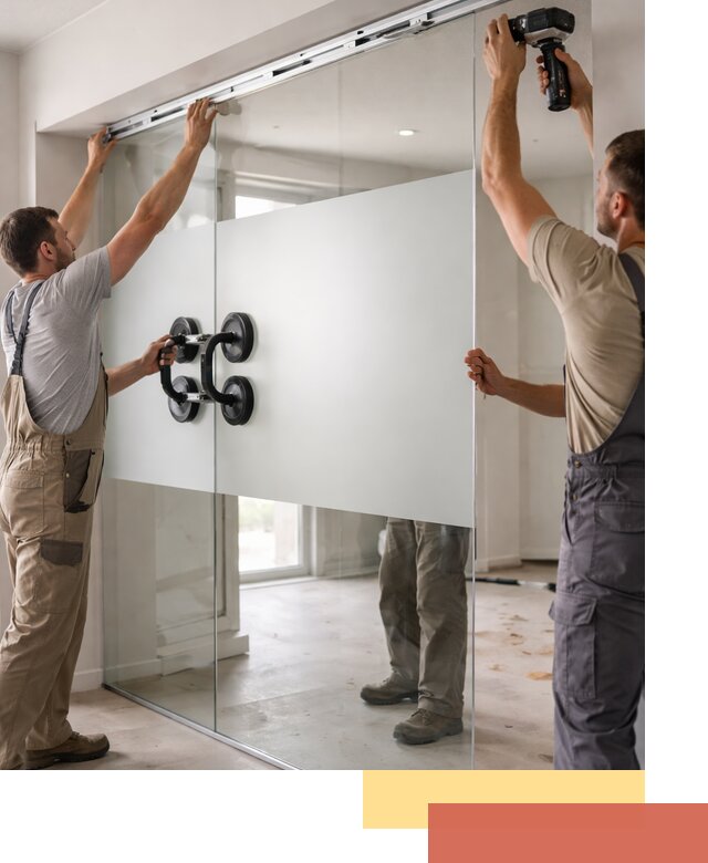 Матовые стеклянные перегородки под ключ в Балахне