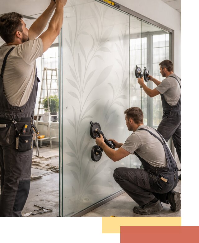 Стеклянные перегородки с рисунком на заказ в Балахне