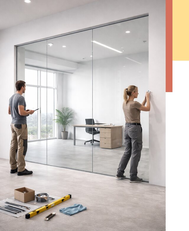 Перегородки из закаленного стекла в Балахне от 9926 руб. под ключ | ОТДЕЛОЧНИК-Блх