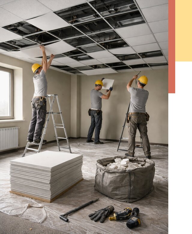 Демонтаж потолка Армстронг в Балахне от 4702 руб. быстро и недорого | ОТДЕЛОЧНИК-Блх