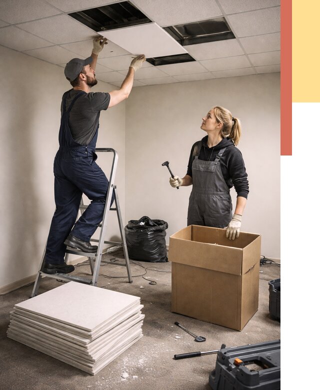 Демонтаж потолочной плитки в Балахне от 4702 руб. быстро и недорого | ОТДЕЛОЧНИК-Блх