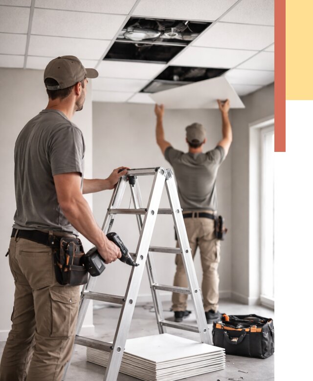 Обслуживание подвесного потолка в Балахне от 3657 руб. — быстро и недорого | ОТДЕЛОЧНИК-Блх