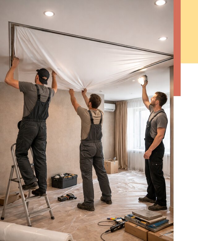 Монтаж ПВХ натяжного потолка в Балахне от 3657 руб. под ключ | ОТДЕЛОЧНИК-Блх