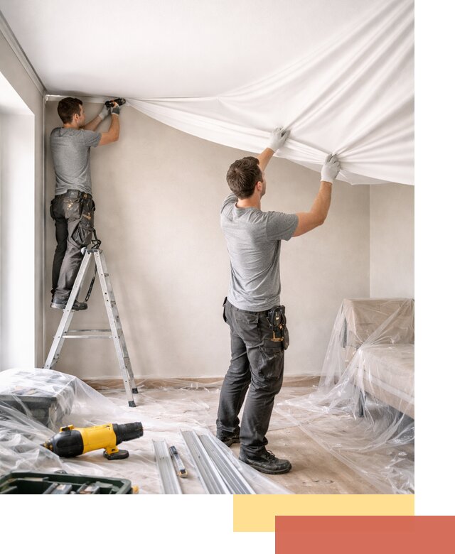 Монтаж тканевого натяжного потолка в Балахне недорого и быстро