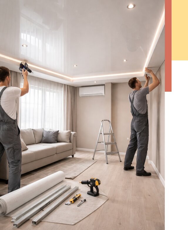 Монтаж глянцевого натяжного потолка в Балахне от 784 руб. под ключ | ОТДЕЛОЧНИК-Блх