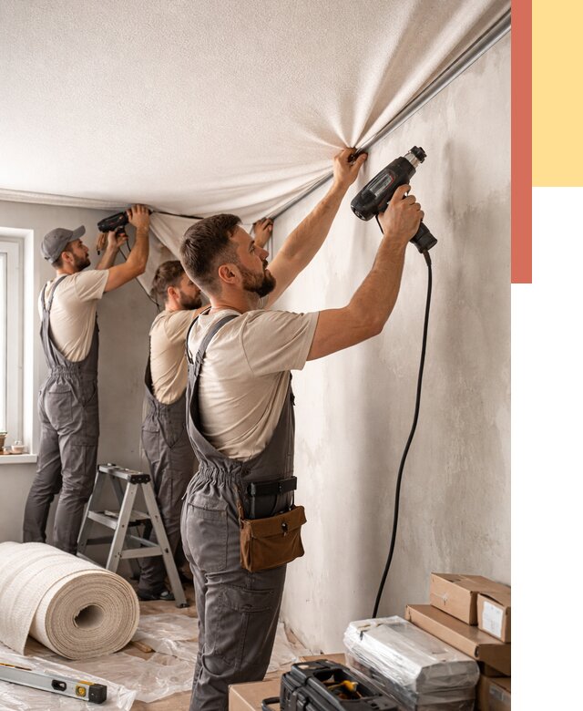 Монтаж фактурного натяжного потолка в Балахне от 784 руб. — ОТДЕЛОЧНИК-Блх