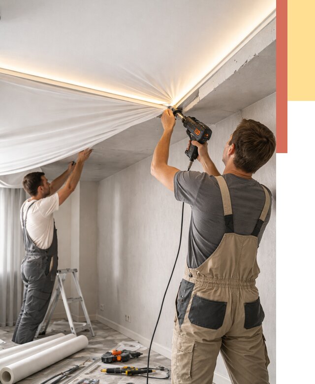 Монтаж натяжного потолка с подсветкой в Балахне от 993 руб. | ОТДЕЛОЧНИК-Блх