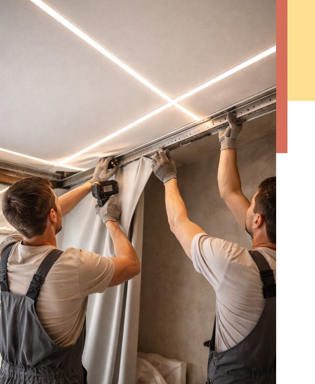 Монтаж натяжного потолка со световыми линиями в Балахне от 1254 руб. | ОТДЕЛОЧНИК-Блх