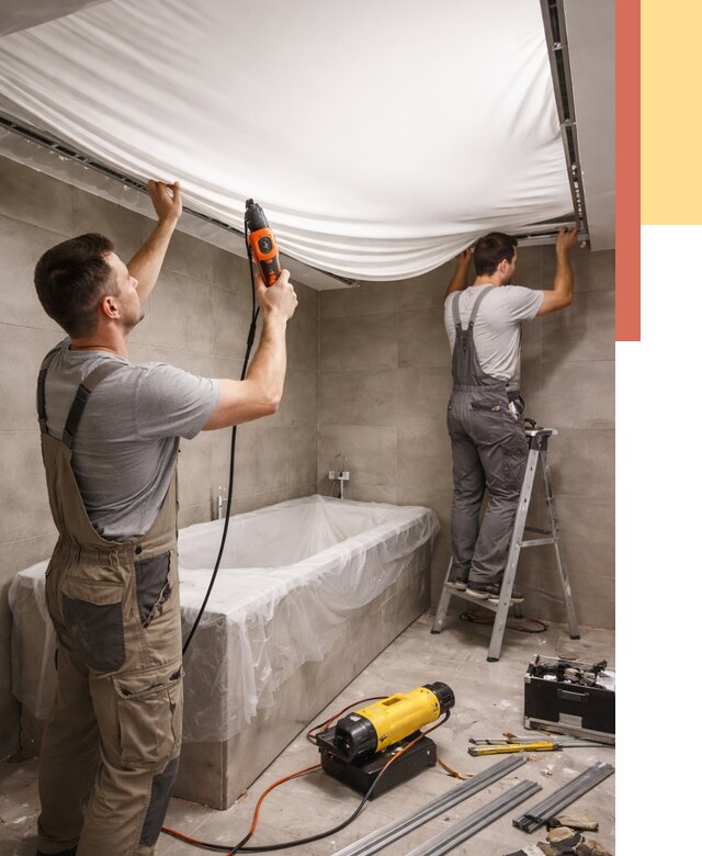 Монтаж натяжного потолка в ванной в Балахне от 1254 руб. под ключ | ОТДЕЛОЧНИК-Блх