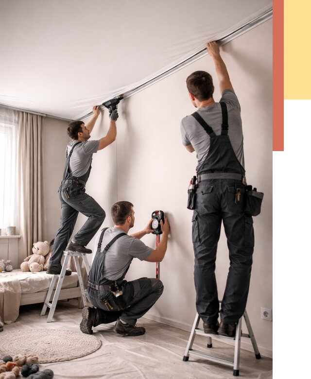 Монтаж натяжного потолка в детской в Балахне от 3657 руб. — быстро и недорого | ОТДЕЛОЧНИК-Блх