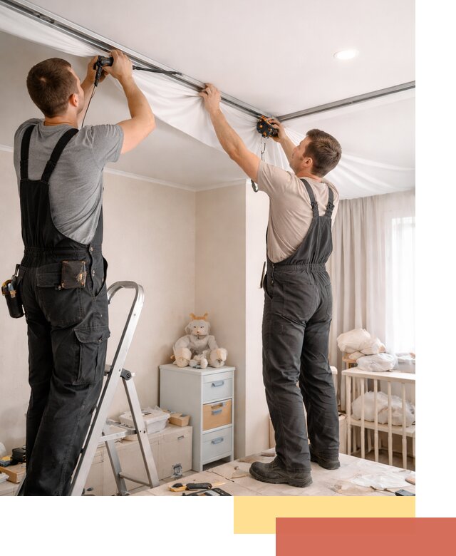 Монтаж натяжного потолка в детской комнате в Балахне