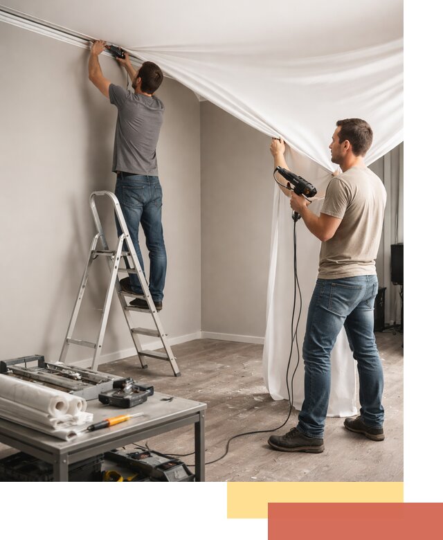 Монтаж натяжного потолка в студии в Балахне