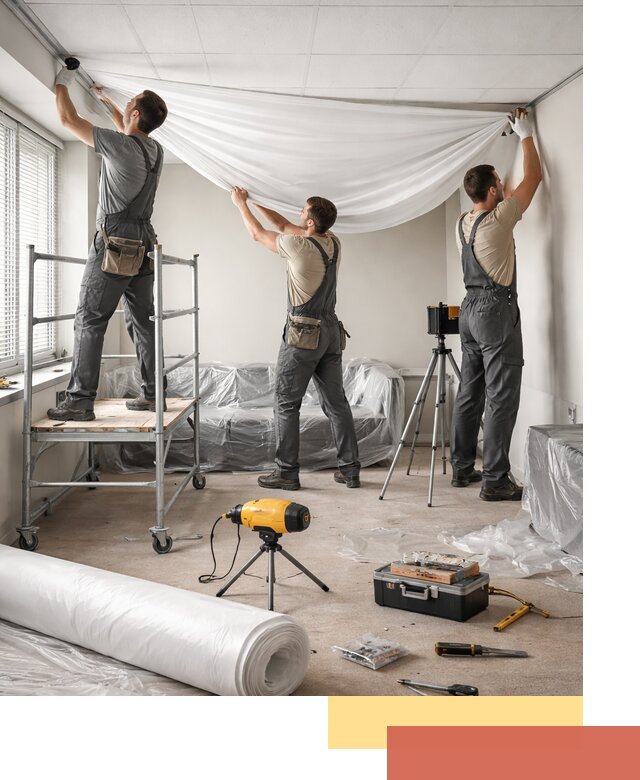 Монтаж натяжного потолка в офисе в Балахне