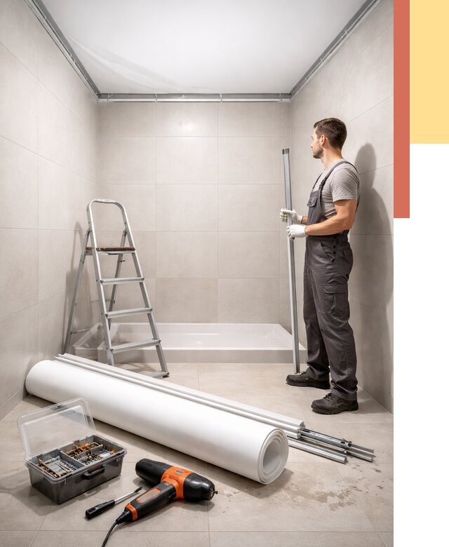 Монтаж натяжного потолка в санузле в Балахне от 1933 руб. — ОТДЕЛОЧНИК-Блх