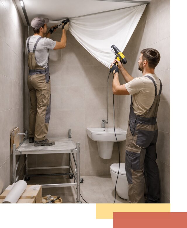 Монтаж натяжного потолка в санузле в Балахне