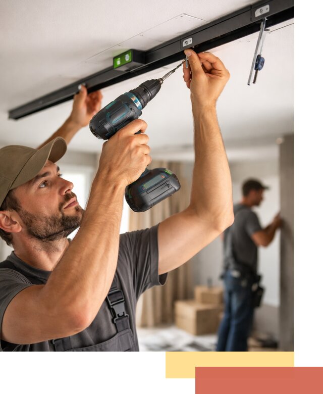 Установка трековых светильников в натяжной потолок в Балахне