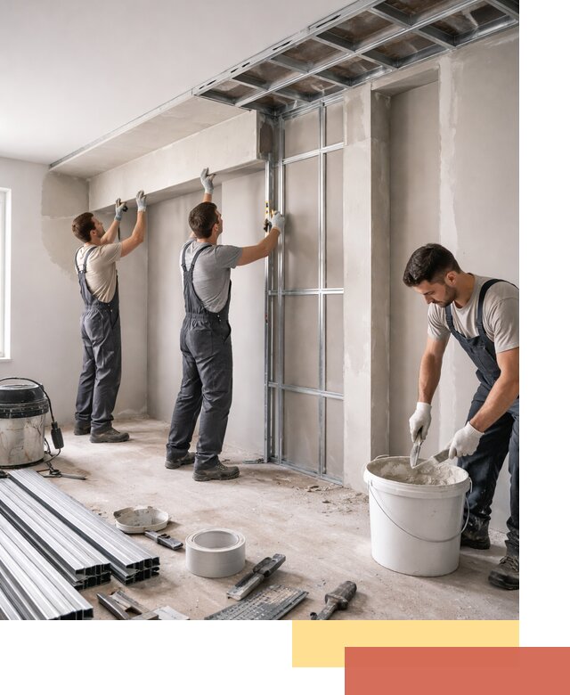 Монтаж потолка из гипсокартона с нишей в Балахне