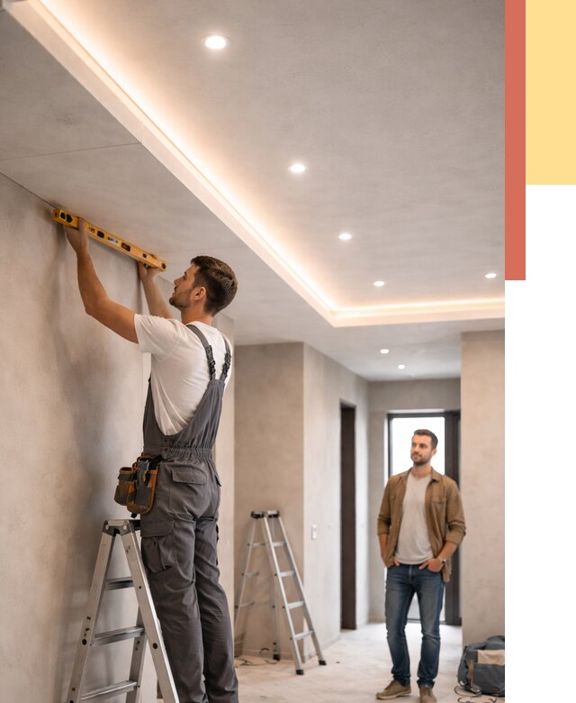 Потолок из гипсокартона с подсветкой в Балахне от 784 руб./м2 под ключ | ОТДЕЛОЧНИК-Блх